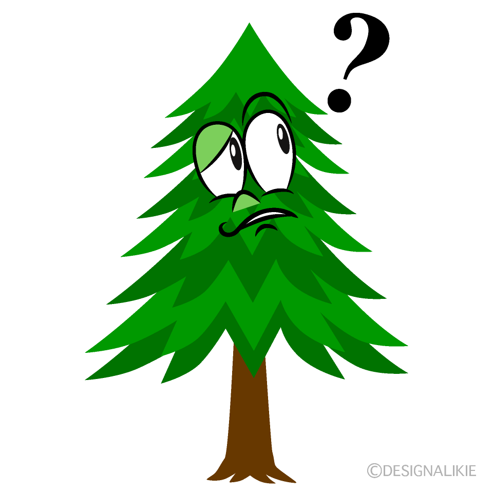 Thinking Pine Tree Cartoon Character Image