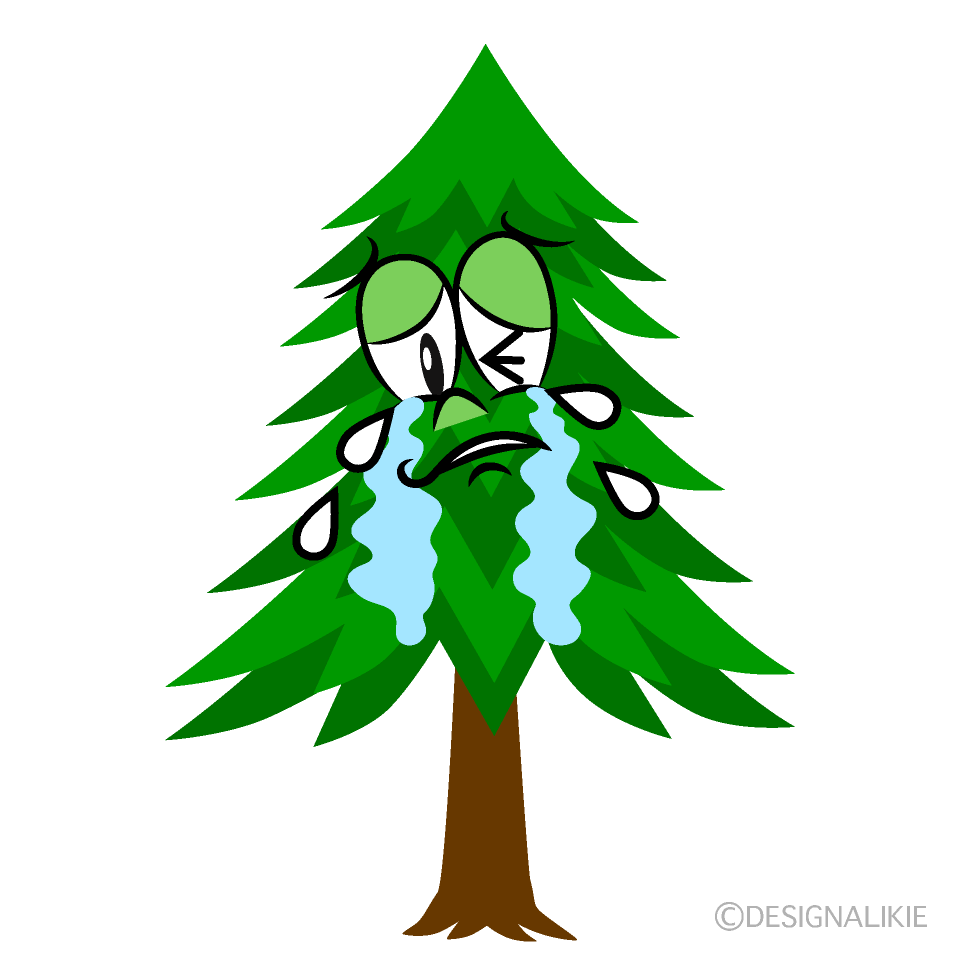 Crying Pine Tree Cartoon Character Image