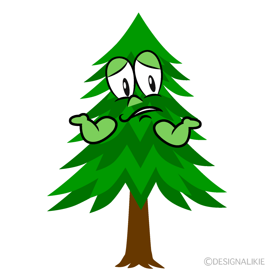 Troubled Pine Tree Cartoon Character Image