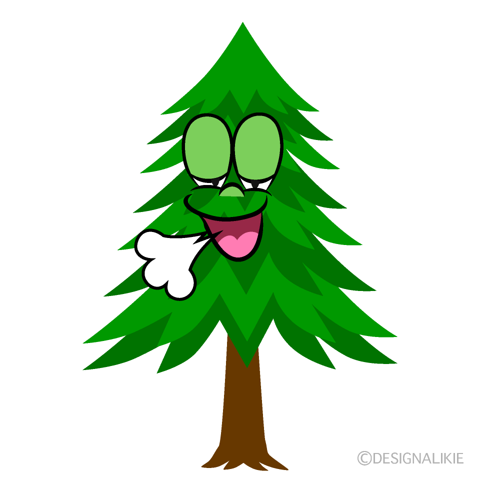 Relaxing Pine Tree Cartoon Character Image