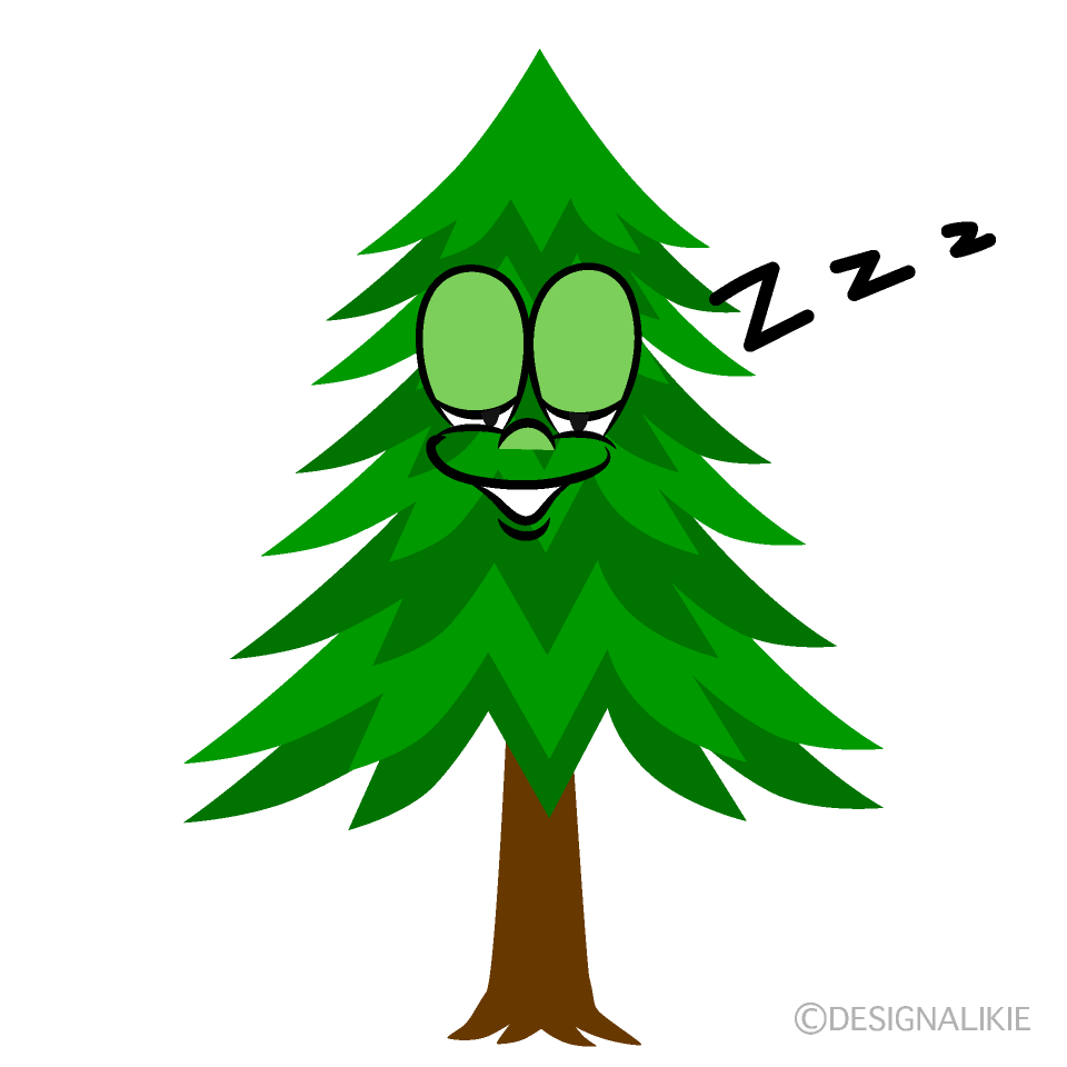 Sleeping Pine Tree Cartoon Character Image