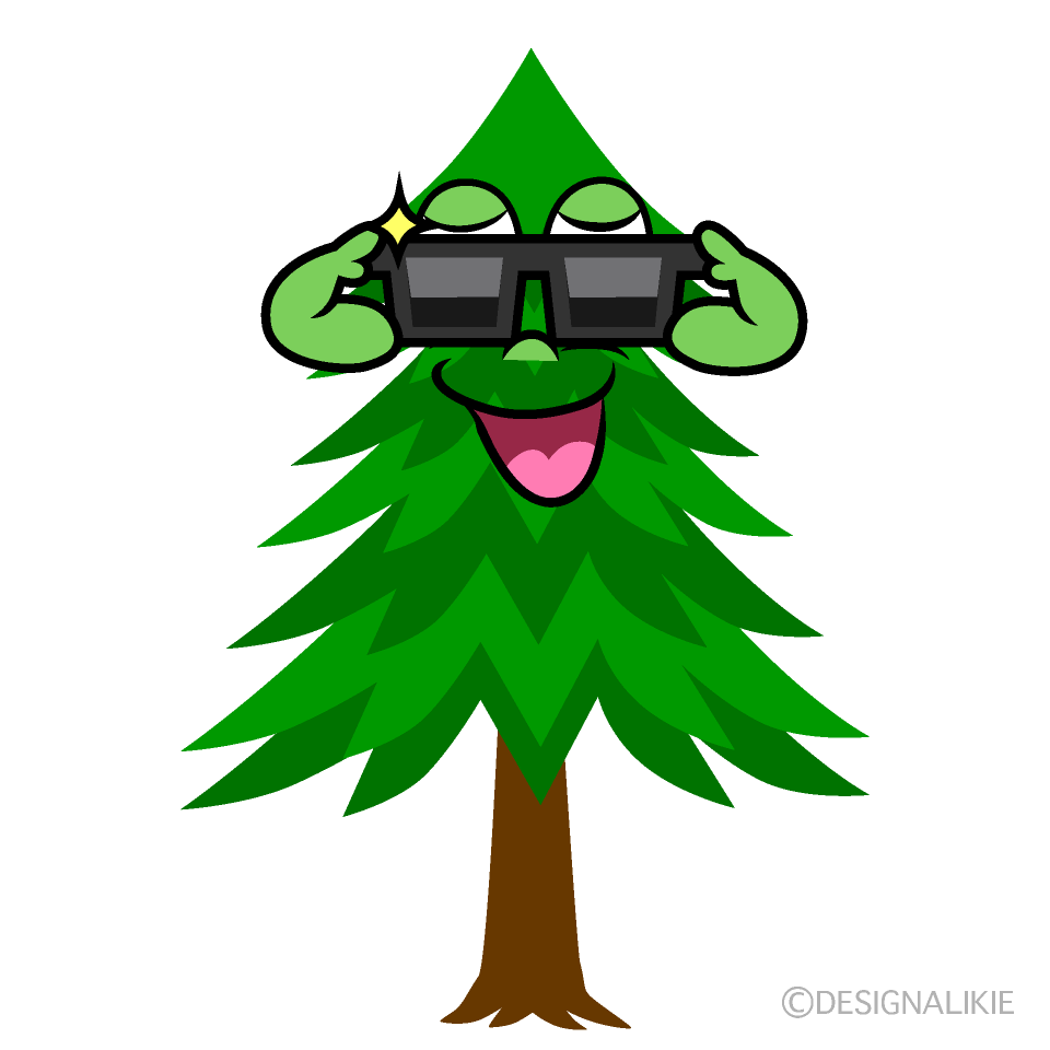 Cool Pine Tree Cartoon Character Image