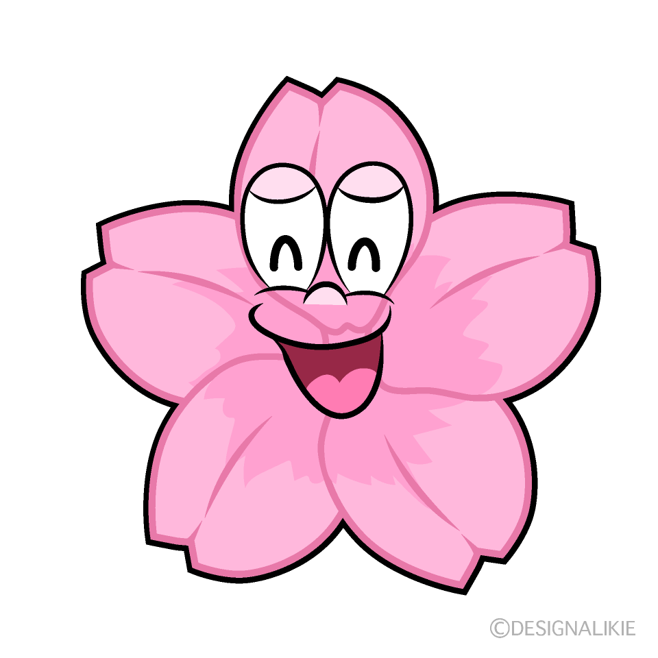 Smiling Cherry Blossom Cartoon Character Image