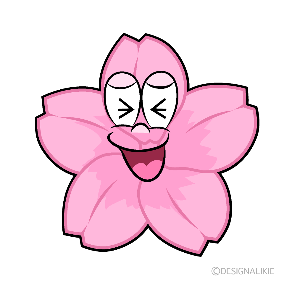 Laughing Cherry Blossom Cartoon Character Image