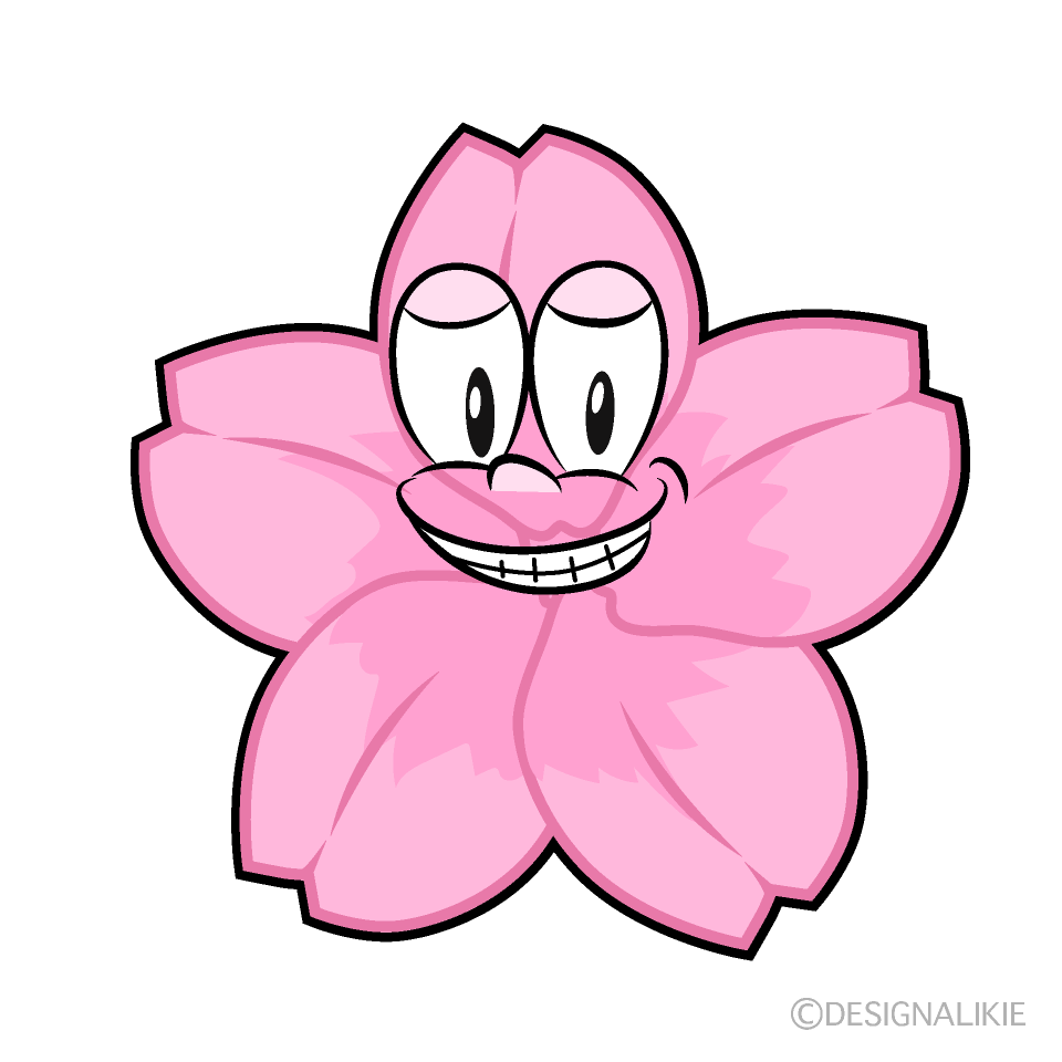 Grinning Cherry Blossom Cartoon Character Image