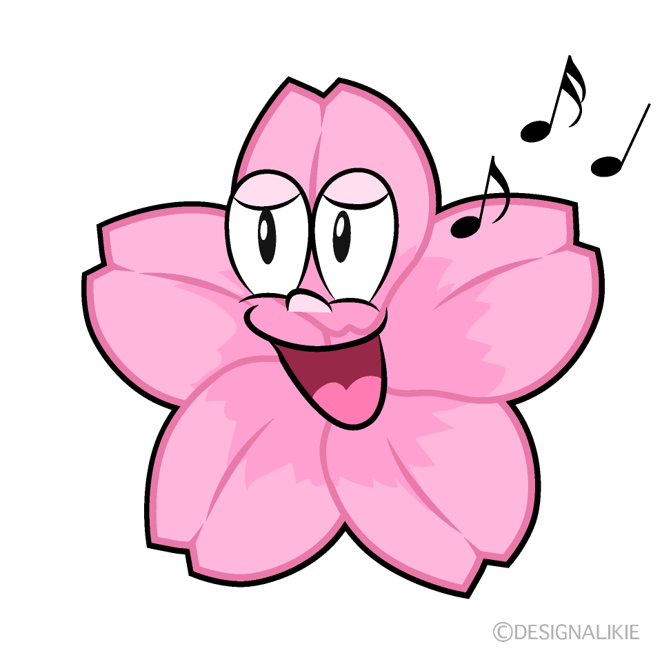 Singing Cherry Blossom Cartoon Character Image