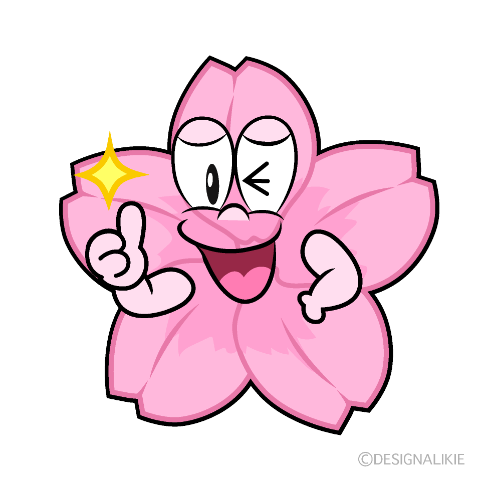 Thumbs up Cherry Blossom Cartoon Character Image