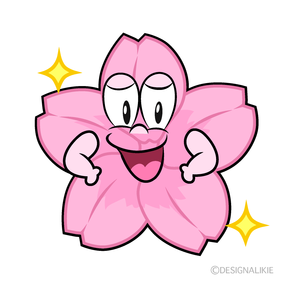 Glitter Cherry Blossom Cartoon Character Image