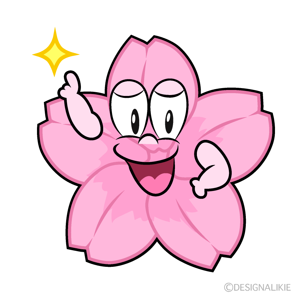 Posing Cherry Blossom Cartoon Character Image