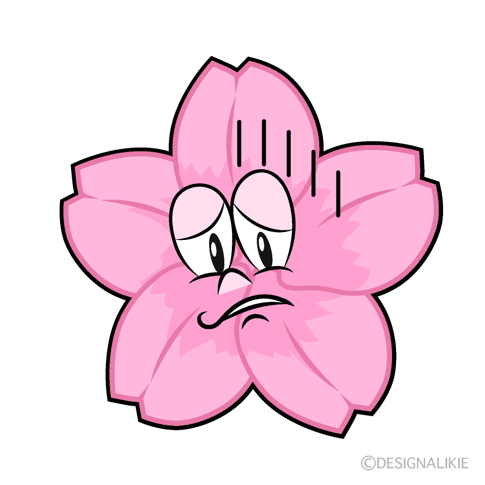 Depressed Cherry Blossom Cartoon Character Image