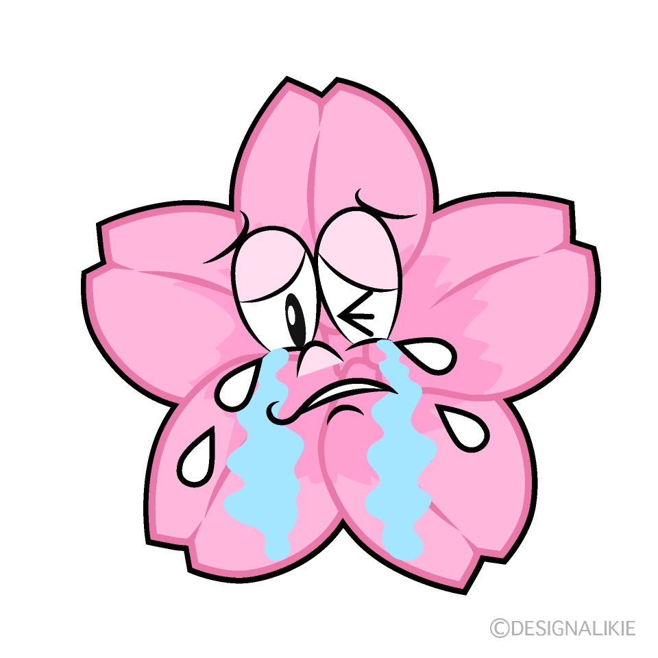 Crying Cherry Blossom Cartoon Character Image