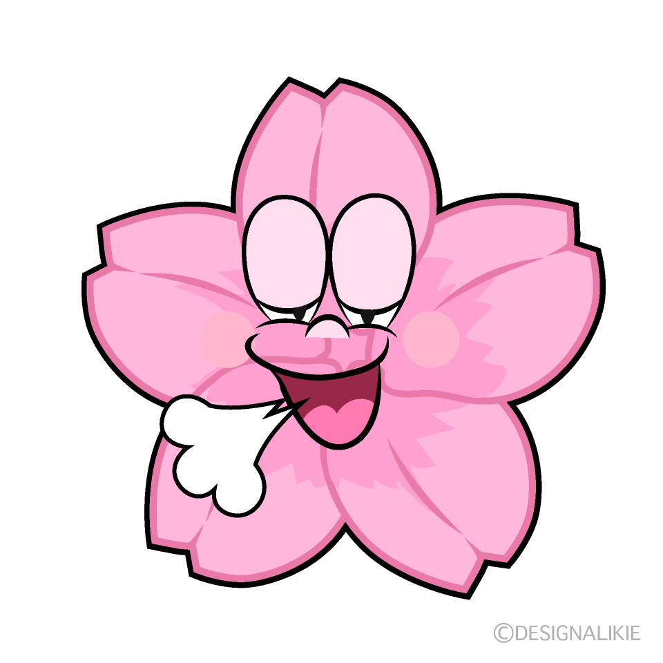 Relaxing Cherry Blossom Cartoon Character Image