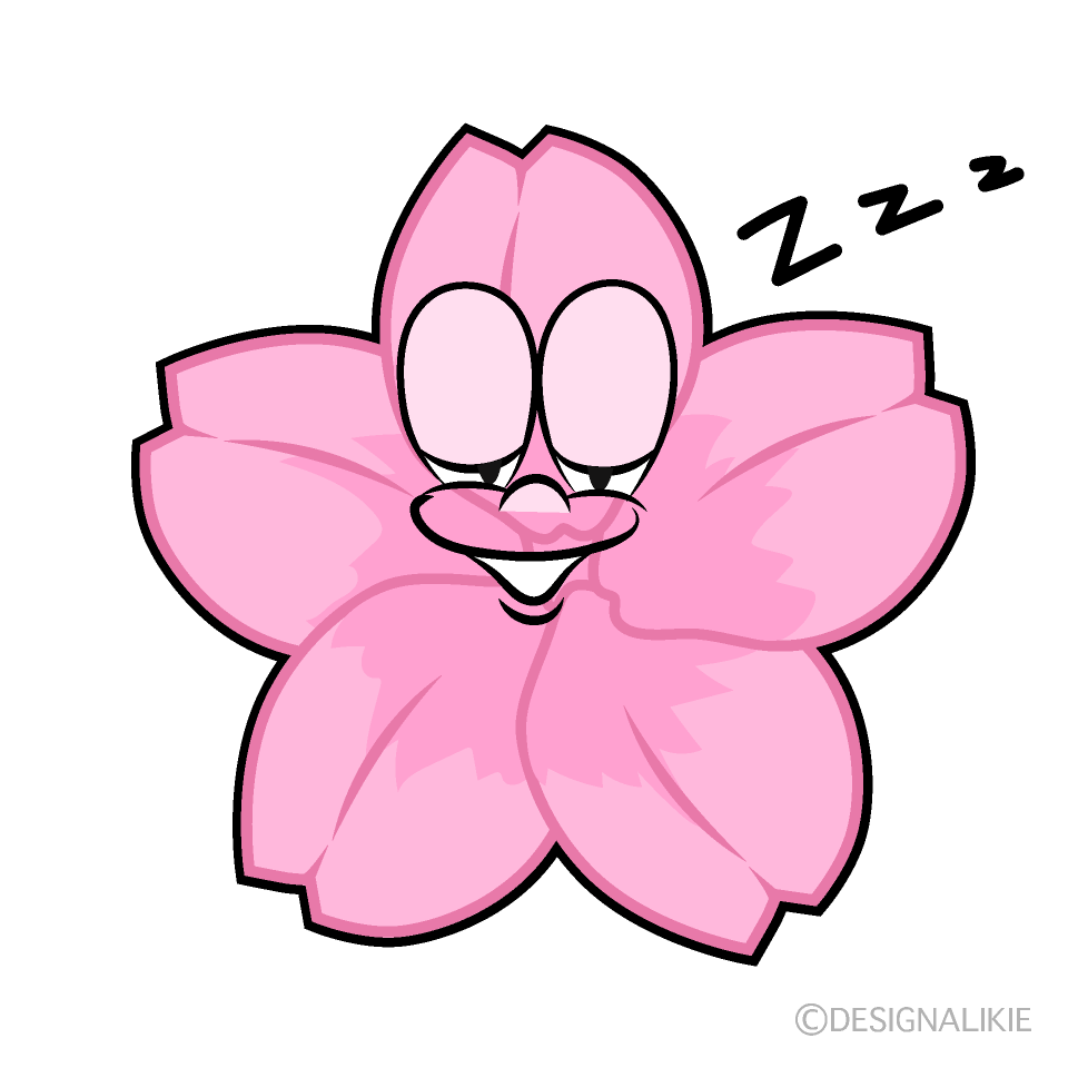 Sleeping Cherry Blossom Cartoon Character Image