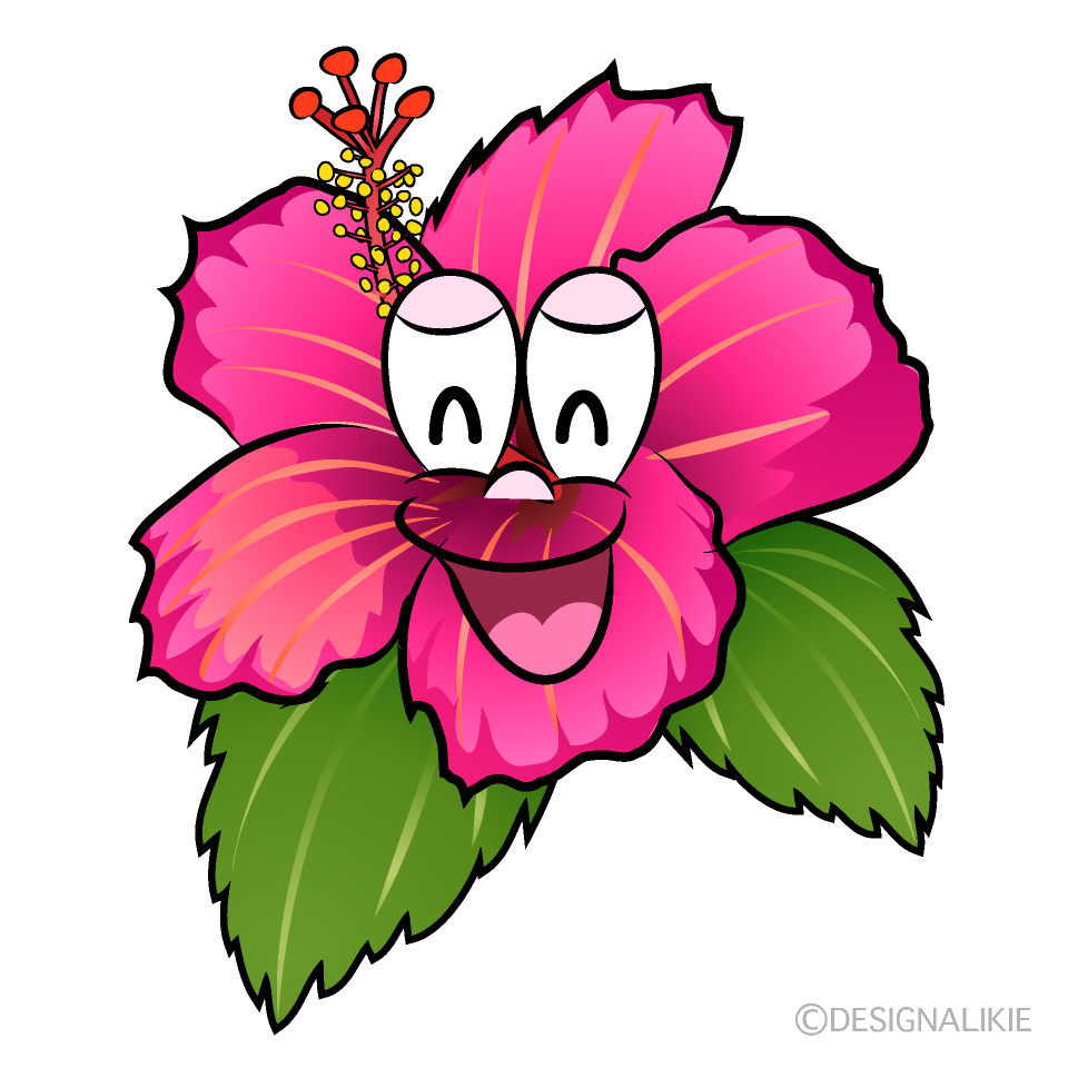 Smiling Hibiscus Cartoon Character Image