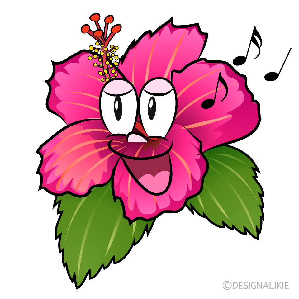 Singing Hibiscus Cartoon Character Image