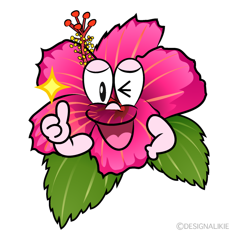 Thumbs up Hibiscus Cartoon Character Image