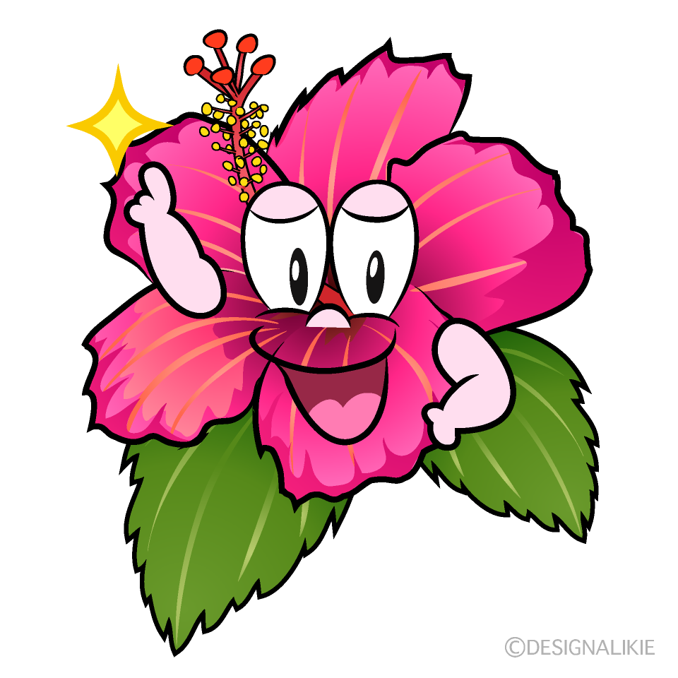 Posing Hibiscus Cartoon Character Image