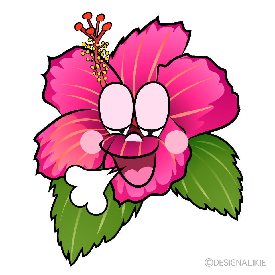 Relaxing Hibiscus Cartoon Character Image