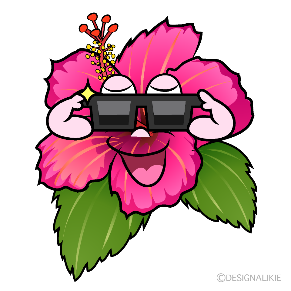 Cool Hibiscus Cartoon Character Image