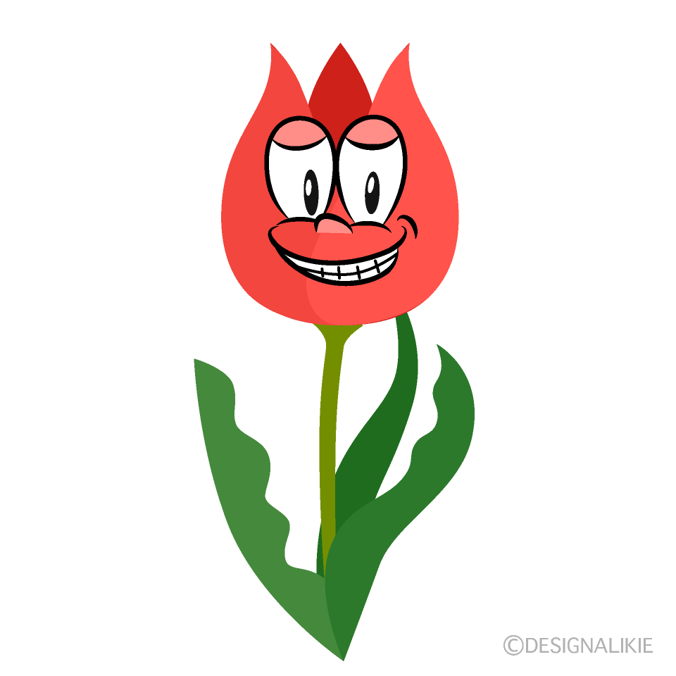 Grinning Tulip Cartoon Character Image