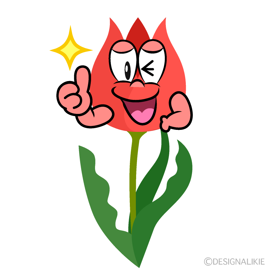 Thumbs up Tulip Cartoon Character Image