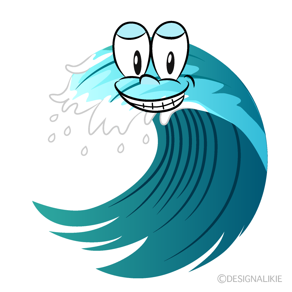 Grinning Wave Cartoon Character Image