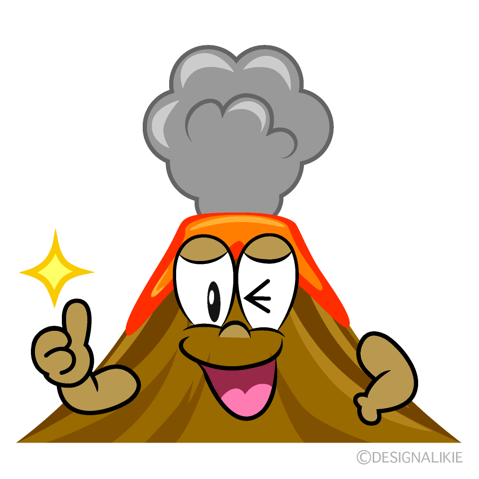 Thumbs up Volcano Cartoon Character Image