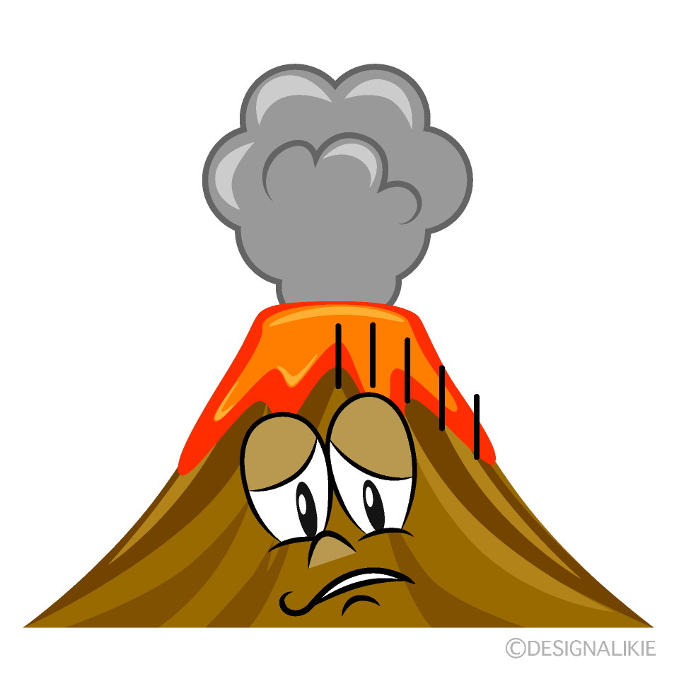 Depressed Volcano Cartoon Character Image