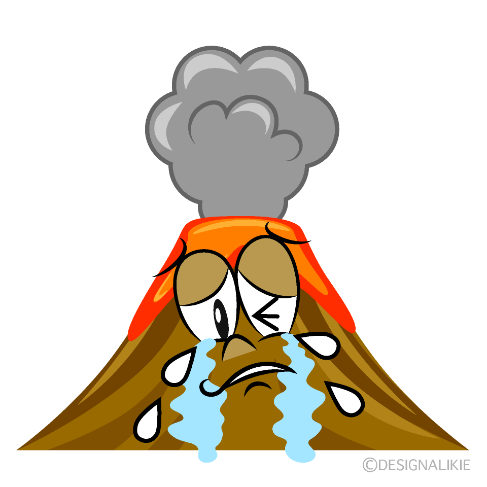 Crying Volcano Cartoon Character Image