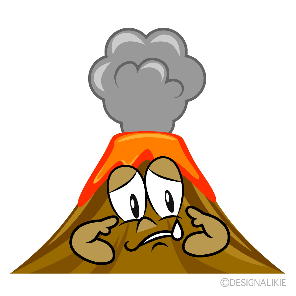 Sad Volcano Cartoon Character Image