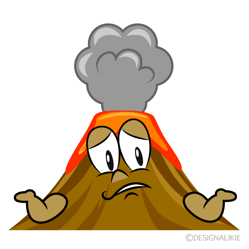 Troubled Volcano Cartoon Character Image