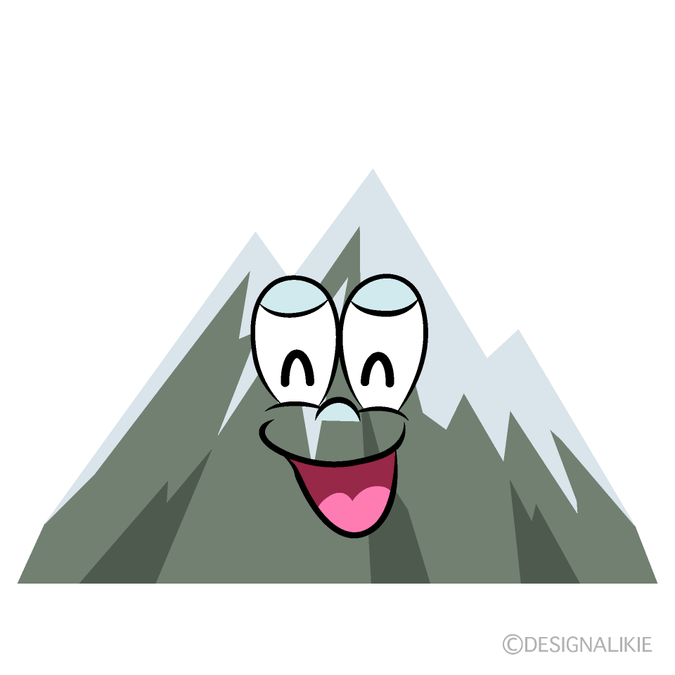 Smiling Snowy Mountain Cartoon Character Image