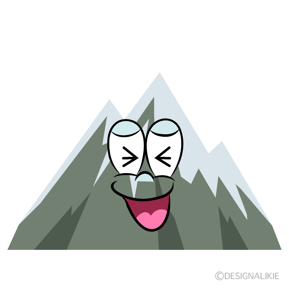 Laughing Snowy Mountain Cartoon Character Image