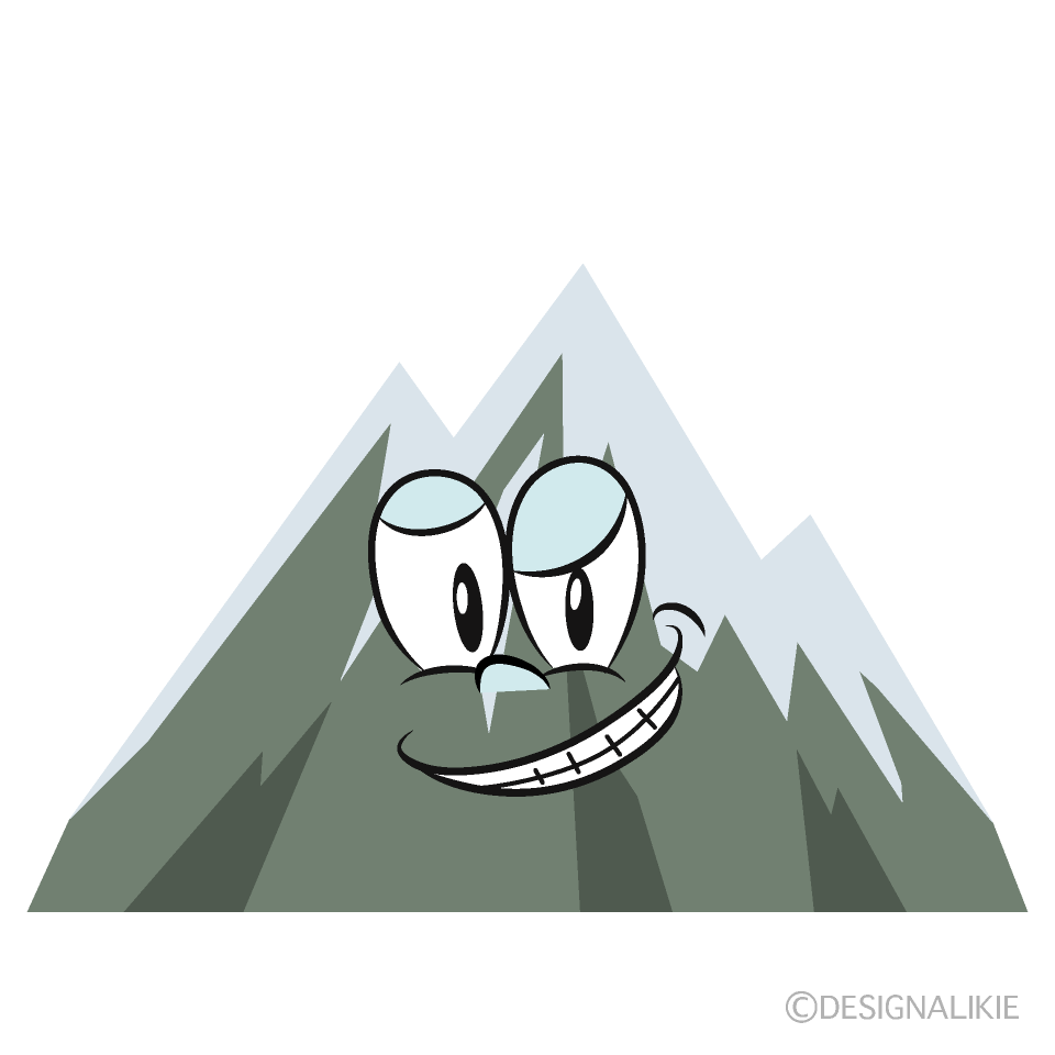 Grinning Snowy Mountain Cartoon Character Image