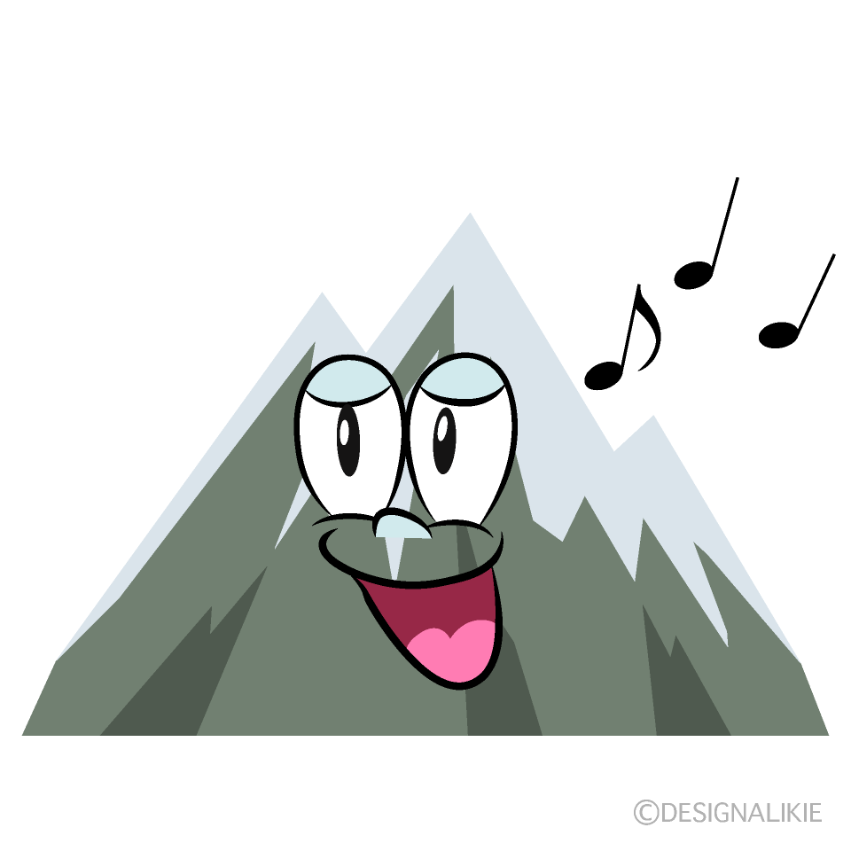 Singing Snowy Mountain Cartoon Character Image