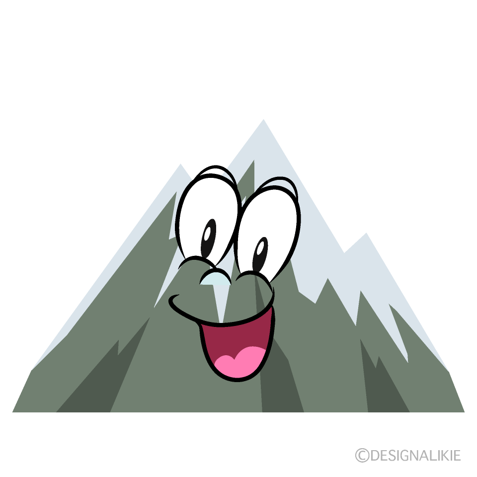 Surprising Snowy Mountain Cartoon Character Image