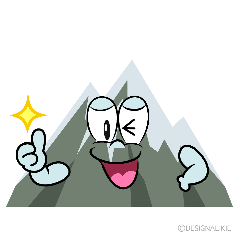 Thumbs up Snowy Mountain Cartoon Character Image