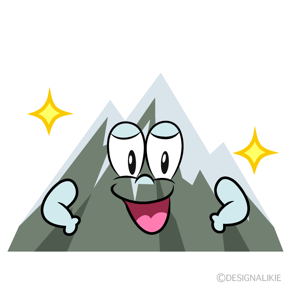 Glitter Snowy Mountain Cartoon Character Image