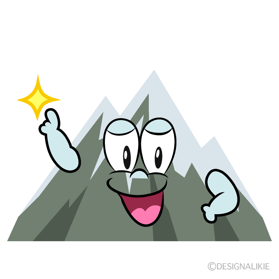 Posing Snowy Mountain Cartoon Character Image