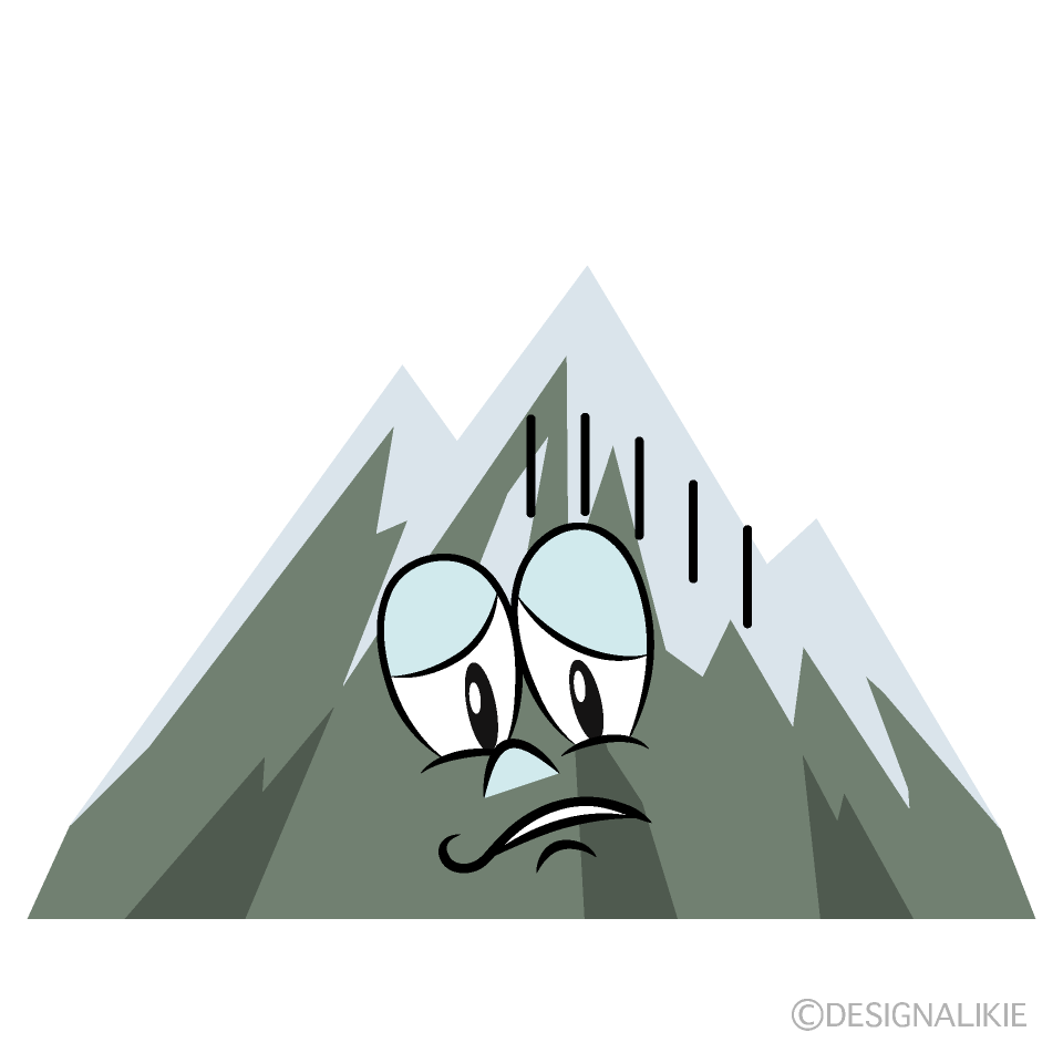 Depressed Snowy Mountain Cartoon Character Image