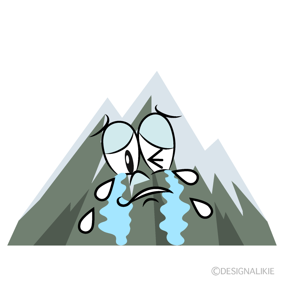 Crying Snowy Mountain Cartoon Character Image