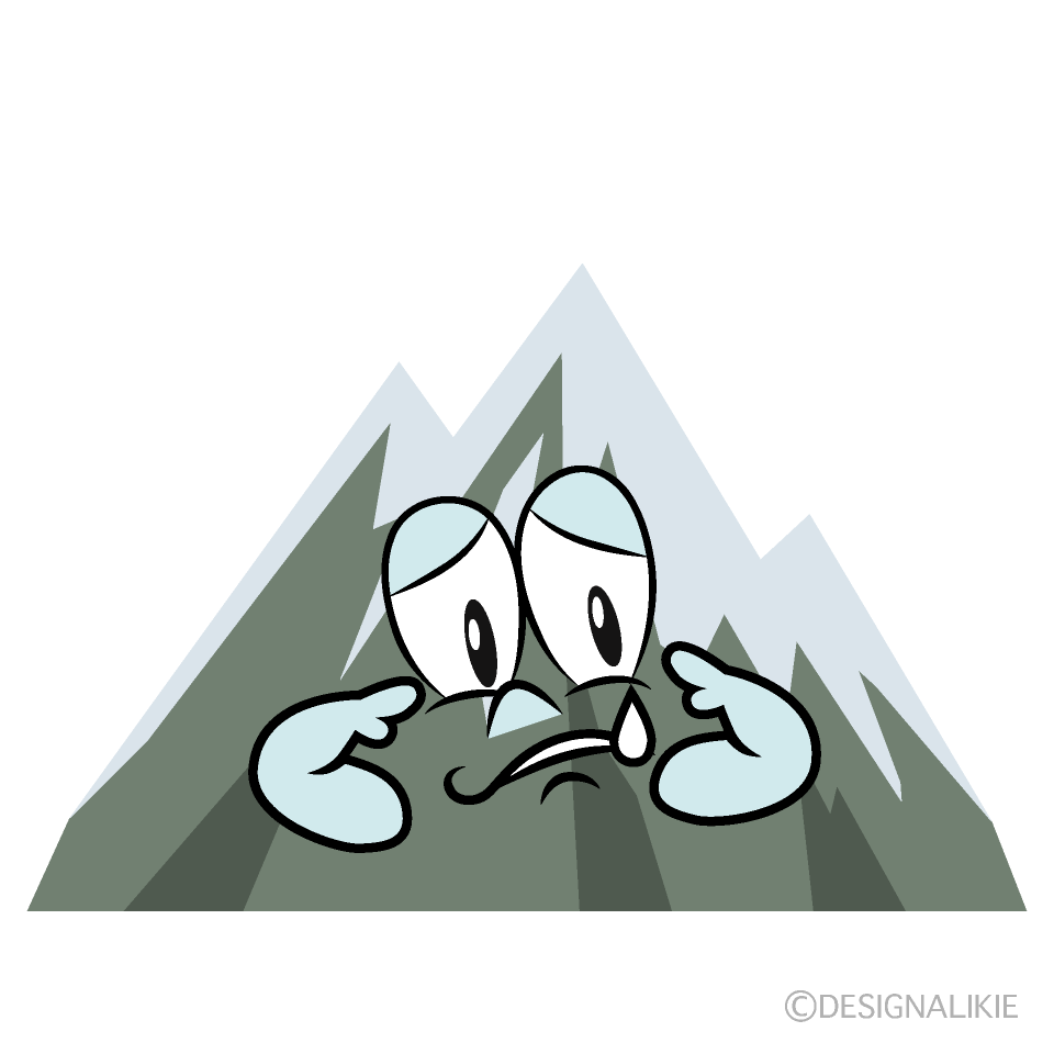 Sad Snowy Mountain Cartoon Character Image