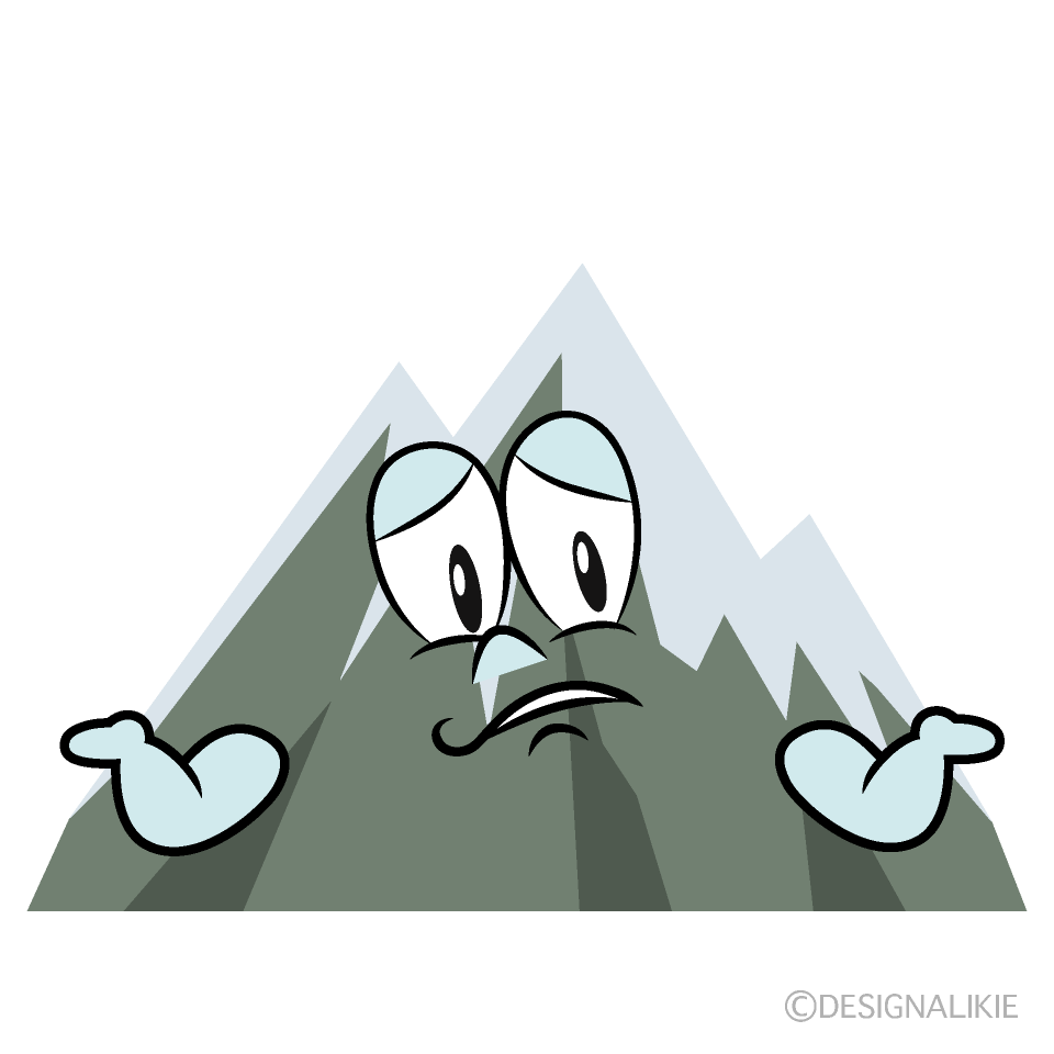 Troubled Snowy Mountain Cartoon Character Image