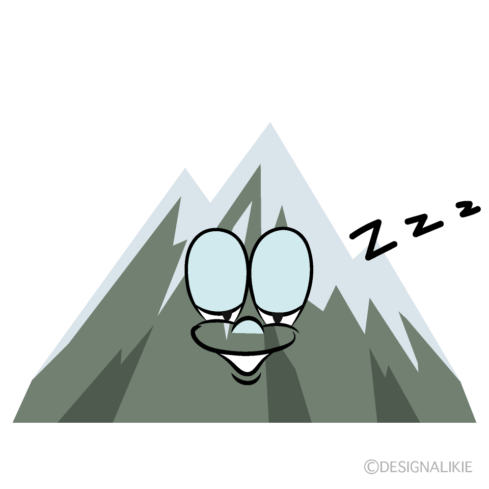 Sleeping Snowy Mountain Cartoon Character Image