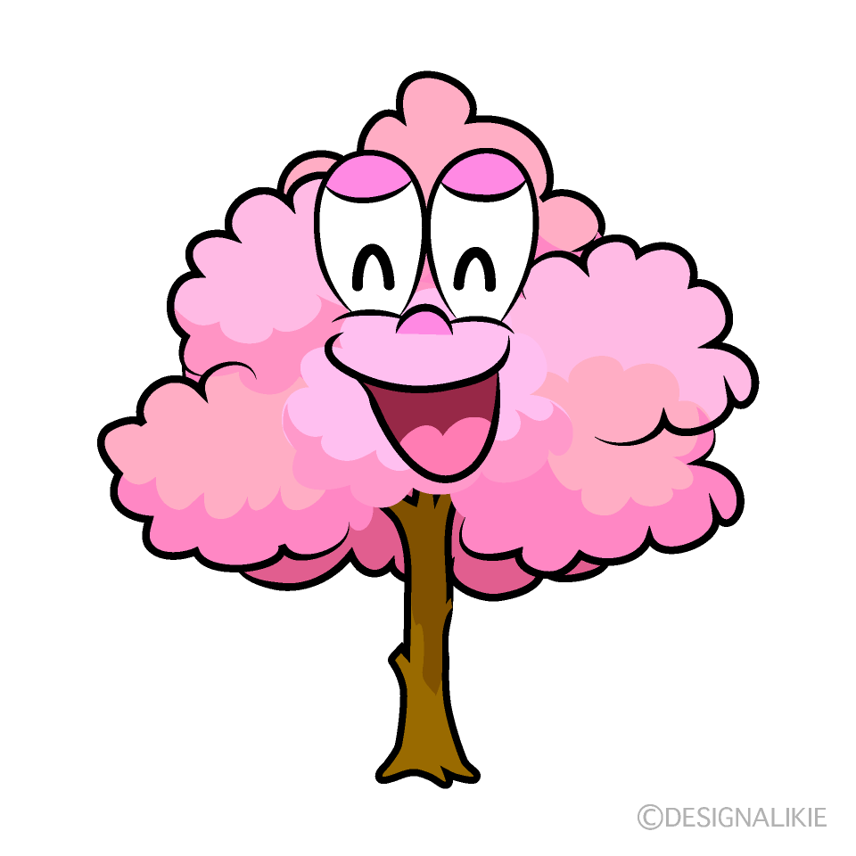 Smiling Cherry Tree Cartoon Character Image