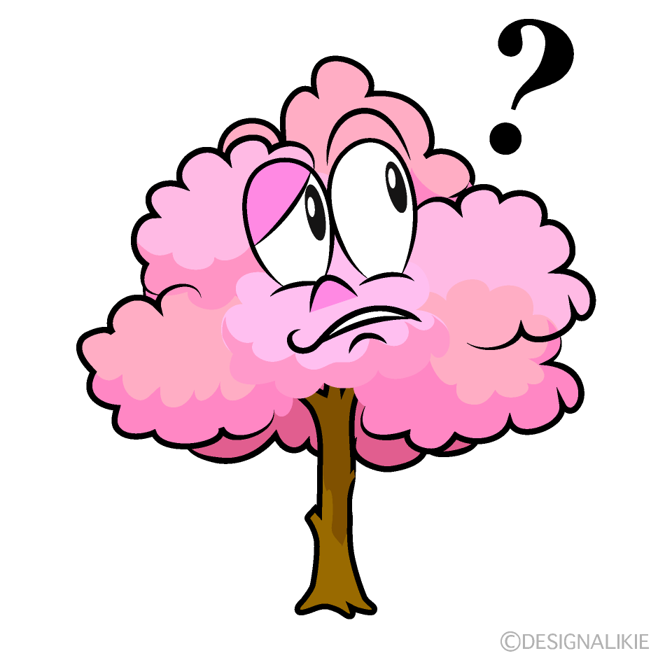 Thinking Cherry Tree Cartoon Character Image