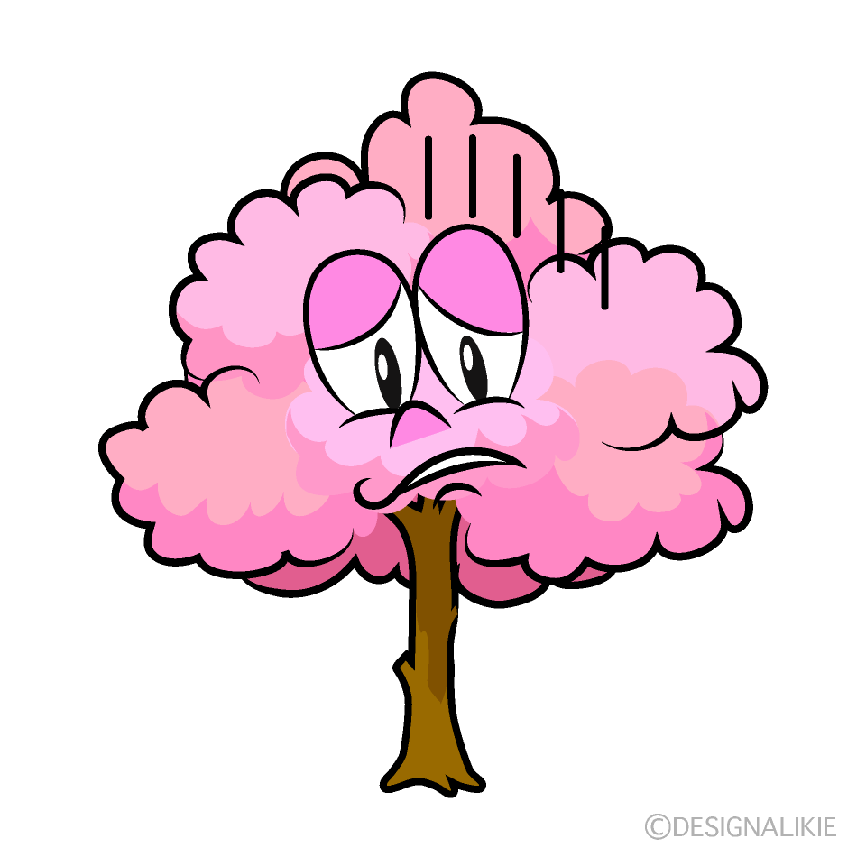 Depressed Cherry Tree Cartoon Character Image