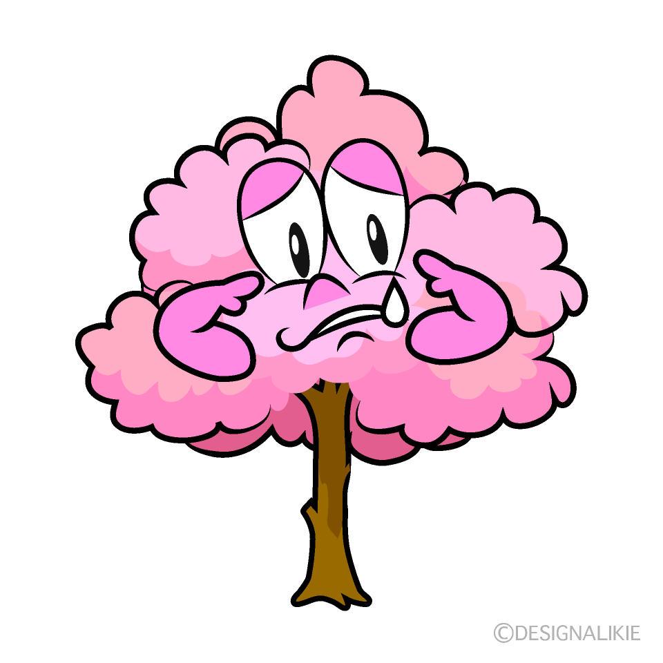 Sad Cherry Tree Cartoon Character Image