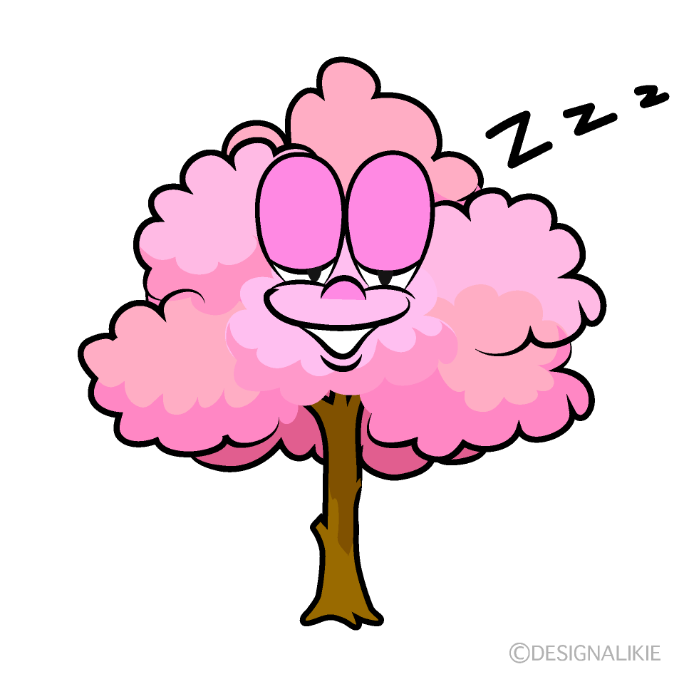 Sleeping Cherry Tree Cartoon Character Image