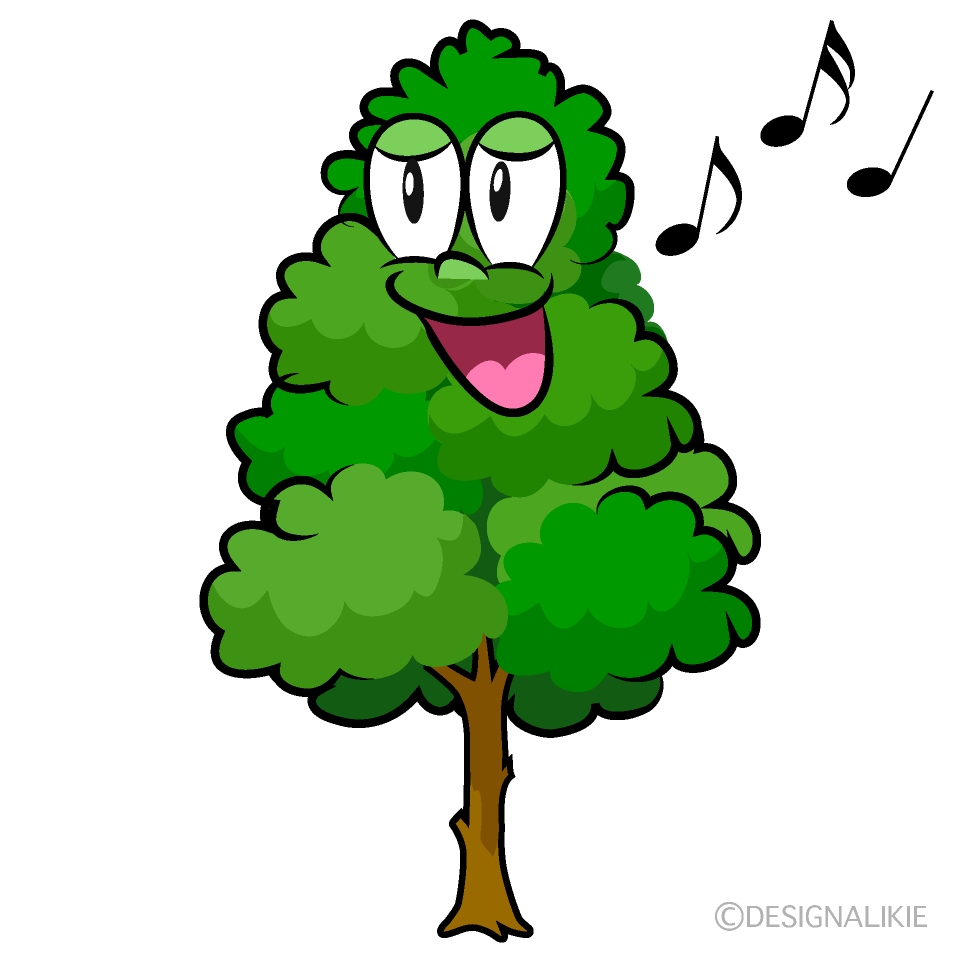 Singing Tall Tree Cartoon Character Image